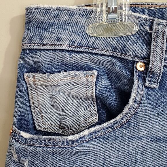 Paige High Rise Sarah Jeans Sz 32 Straight Ankle Contrast Denim Magda Button Fly - Picture 6 of 14